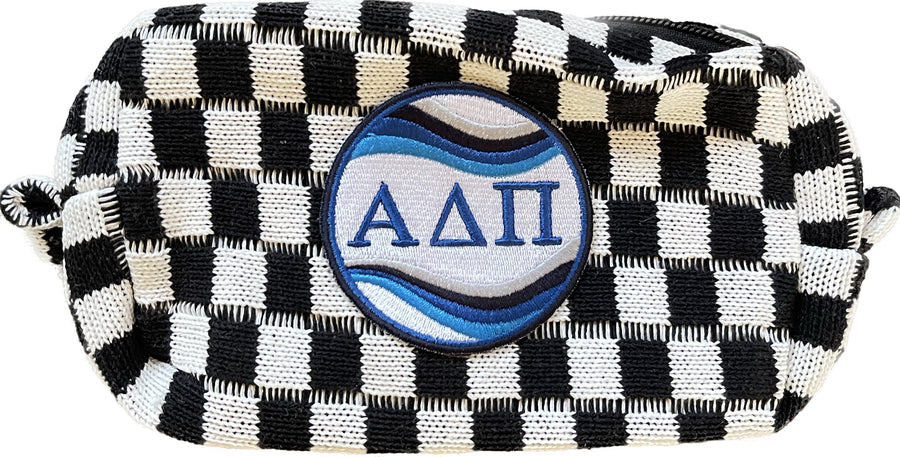 Checkered Cosmetic Bag with Sorority Patch