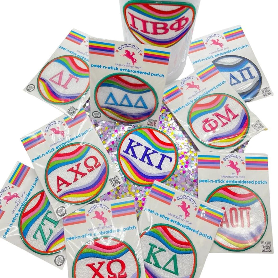 Peel & Stick Sorority Patch in Retrowave Design