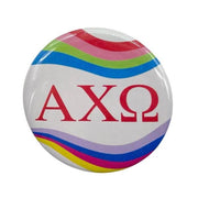 Sorority Greek Letter Pinback Buttons - Retro Wave Design