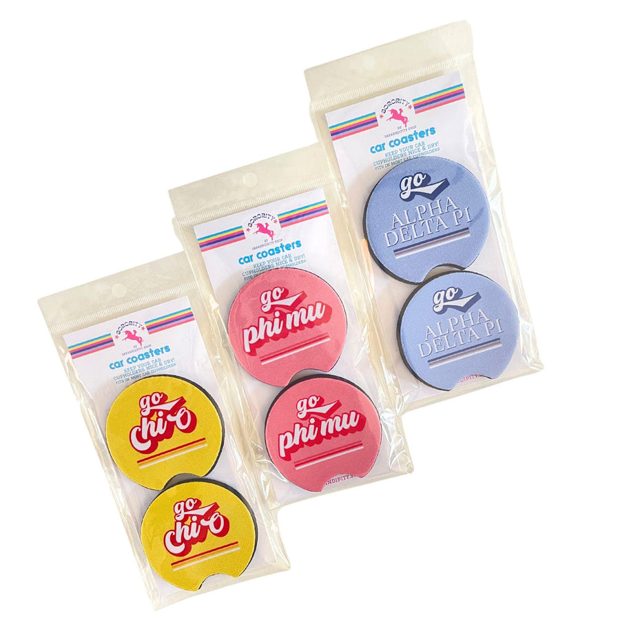 Sorority Car Coasters - Go Sorority Design