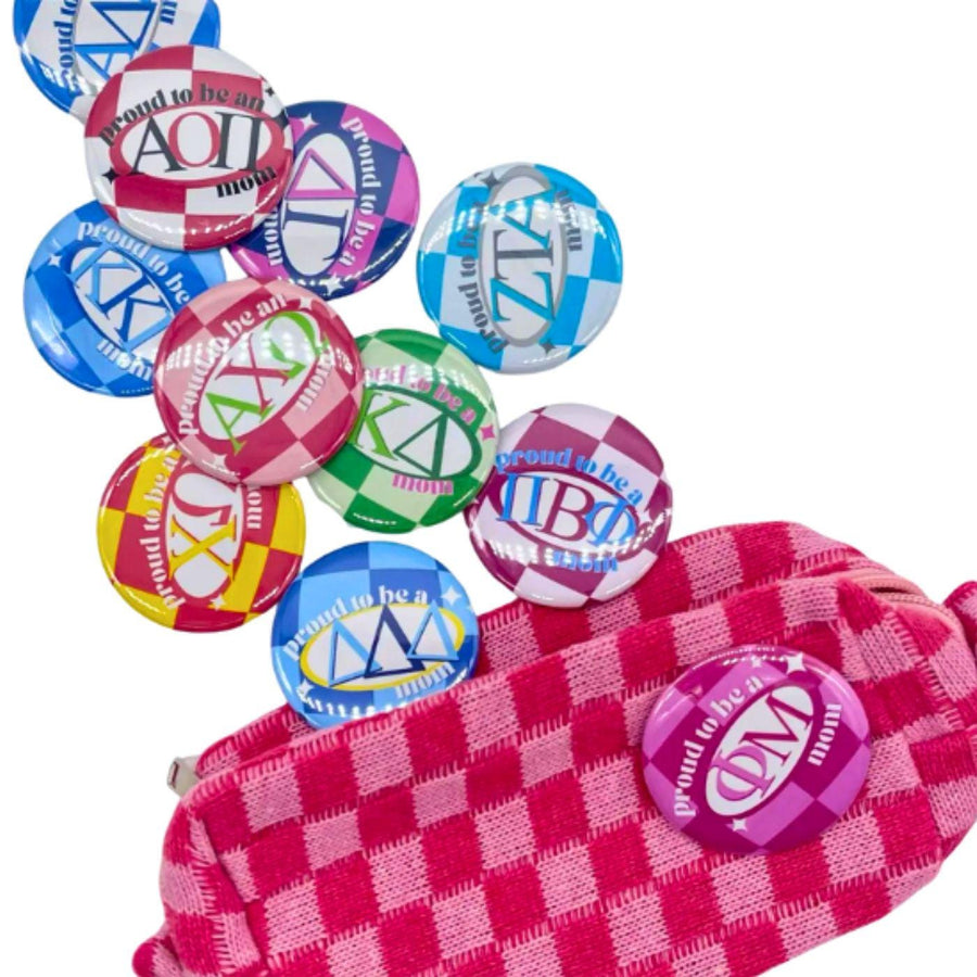 Sorority Mom Pinback Buttons - Mom Pride