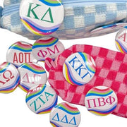 Sorority Greek Letter Pinback Buttons - Retro Wave Design