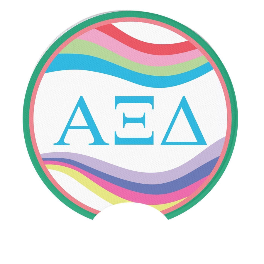 Sorority Car Coasters - Retro Wave Design