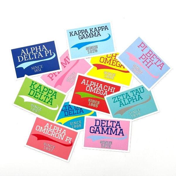 Sorority Vinyl Stickers - Collegiate Design