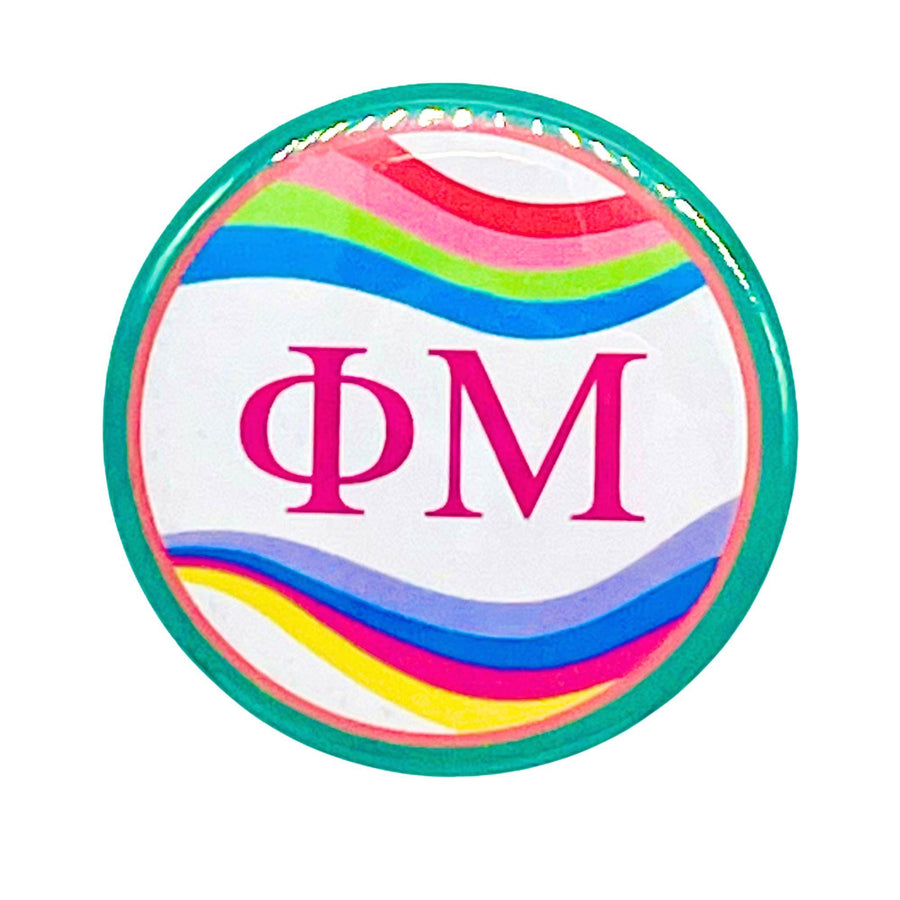 Sorority Greek Letter Pinback Buttons - Retro Wave Design