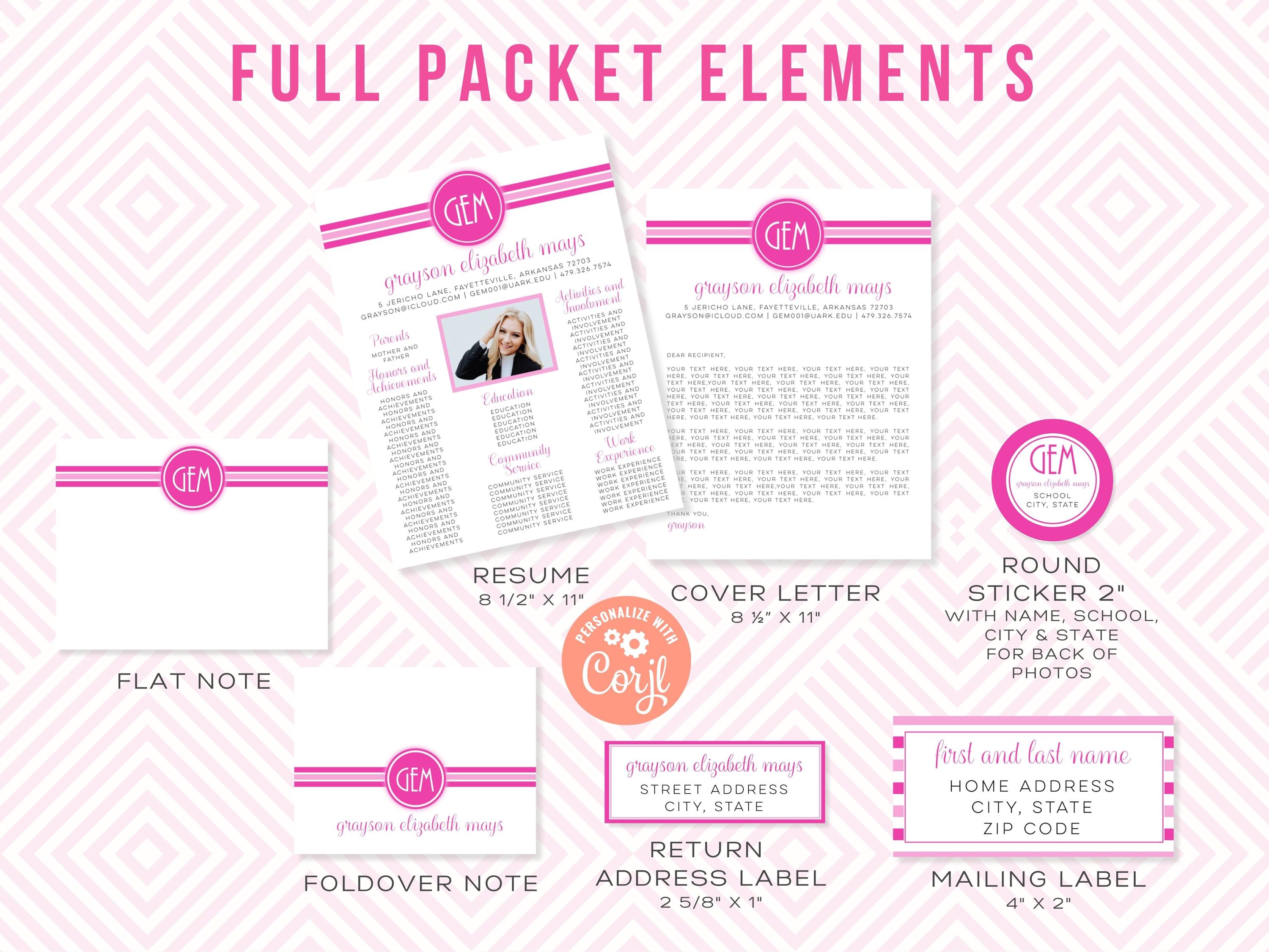Sorority Recruitment Packet: Monogram Resume Templates (Digital Download)