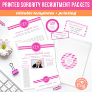 Printed Sorority Recruitment Packet: Photo Resume Templates