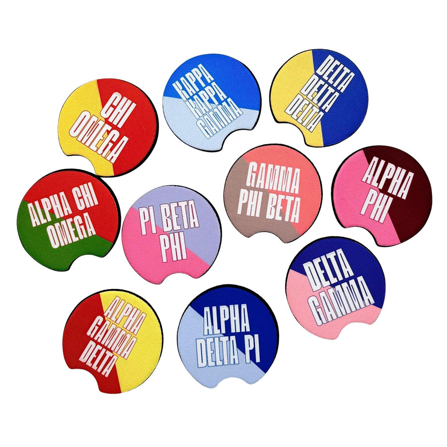 Sorority Car Coasters - 2-Tone Diagonal