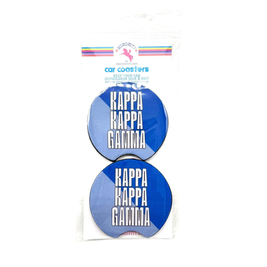 Sorority Car Coasters - 2-Tone Diagonal