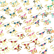 Sorority Beaded Pins with Mirrored Gold Greek Acrylic Charms