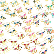 Sorority Beaded Pins with Mirrored Gold Greek Acrylic Charms