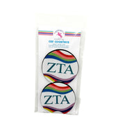 Sorority Car Coasters - Retro Wave Design