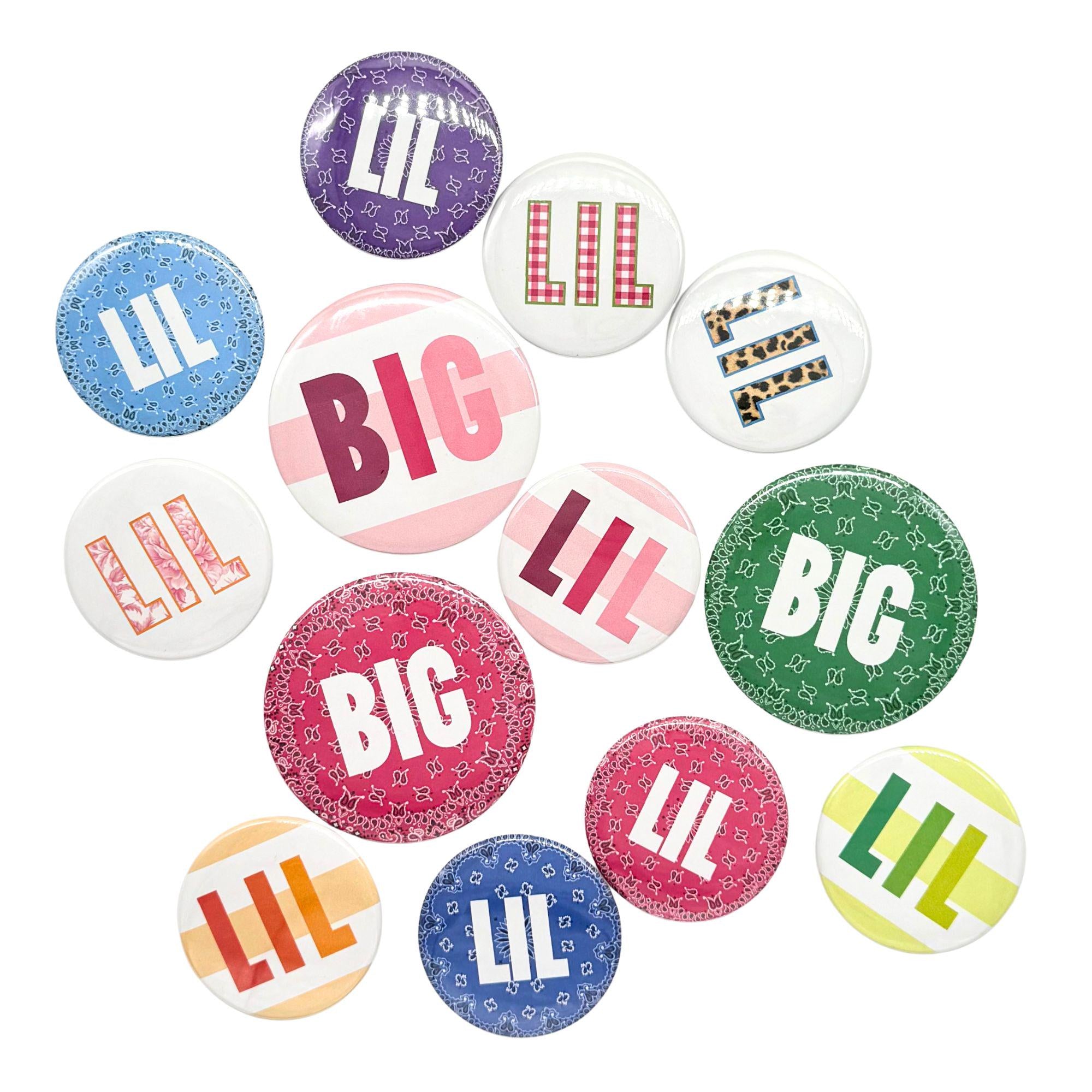 Sorority Big/Lil/Gmom Pinback Buttons