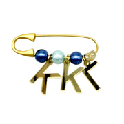 Sorority Beaded Pins with Mirrored Gold Greek Acrylic Charms