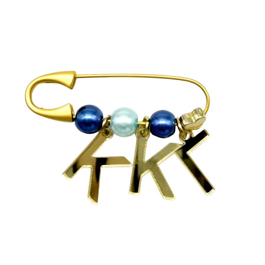 Sorority Beaded Pins with Mirrored Gold Greek Acrylic Charms
