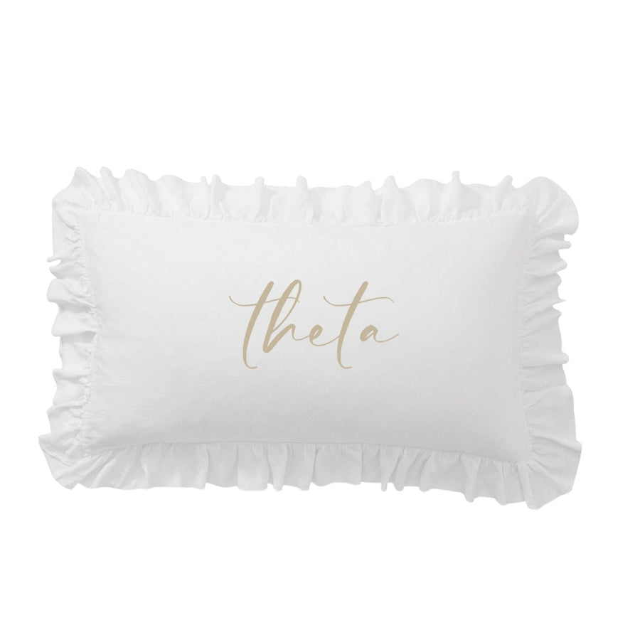 Sorority Script Nickname Scalloped Ruffle Pillow Cover