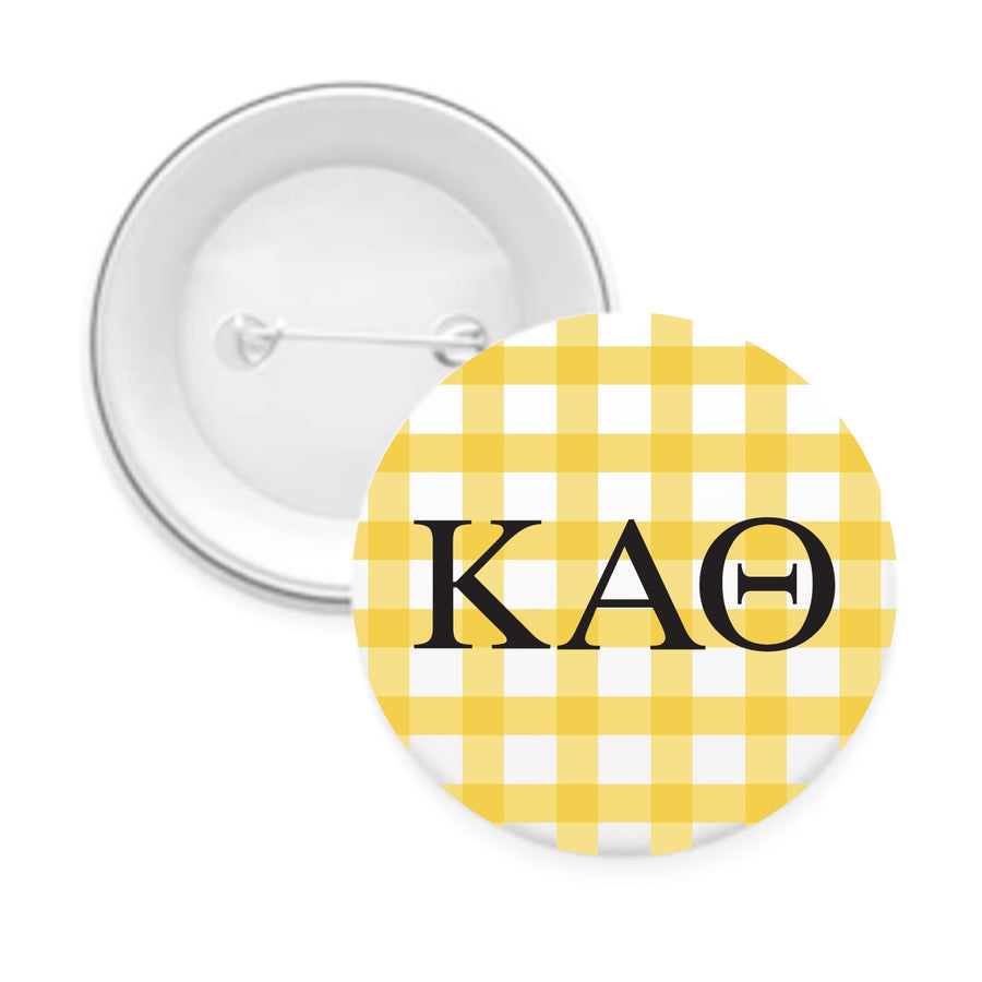 Sorority & Sorority Mom Greek Letter Gingham Buttons