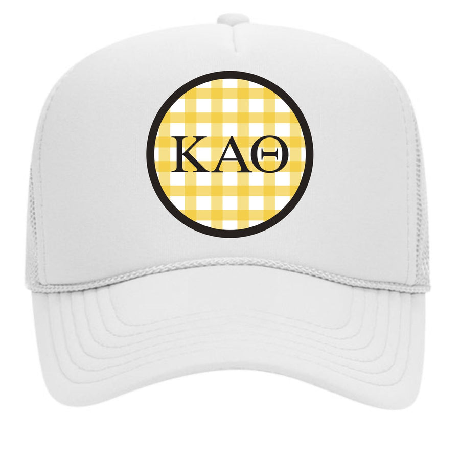 Sorority & Sorority Mom Greek Letter Hats with Gingham Design in Sorority Colors