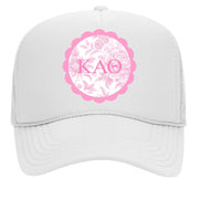 Sorority Greek Letter Hats with Scalloped Peony Design