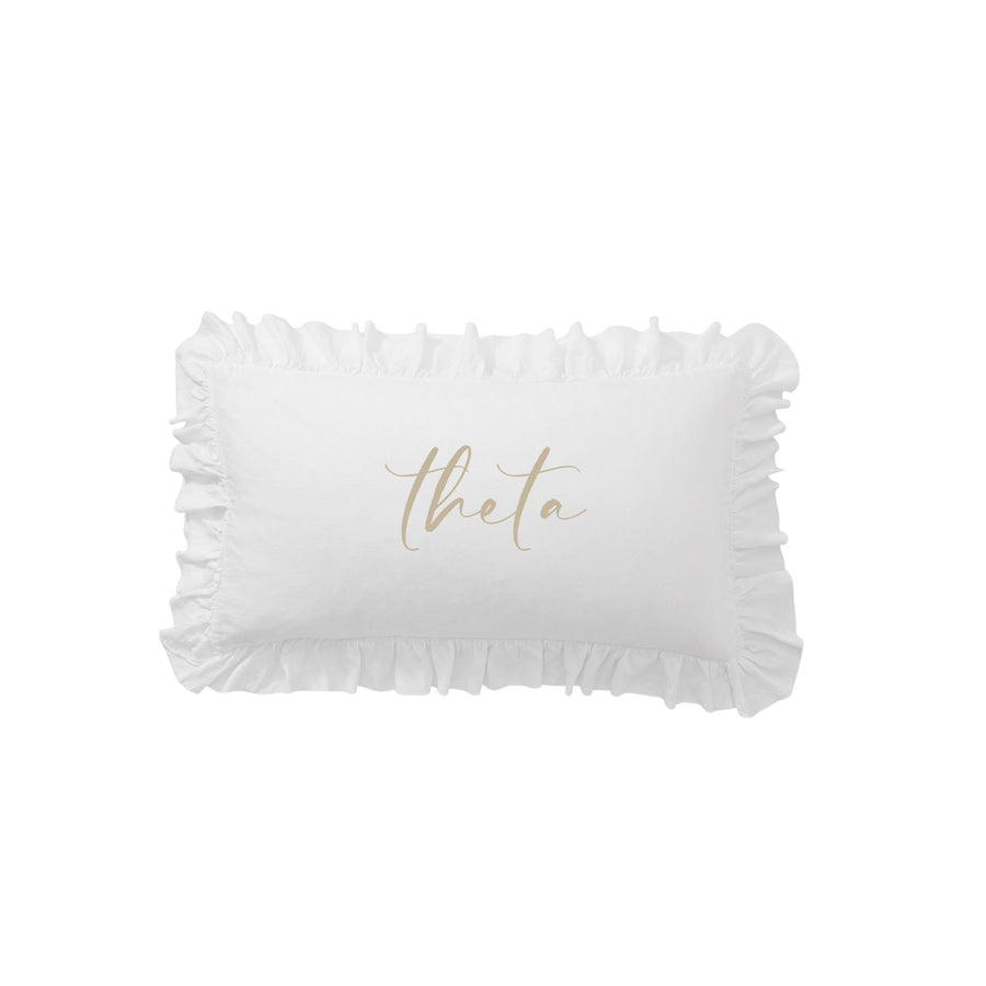 Sorority Script Nickname Scalloped Ruffle Pillow Cover