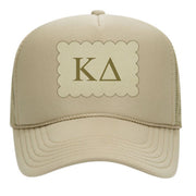 Sorority Trucker Hats with Scalloped Faux Suede Patch