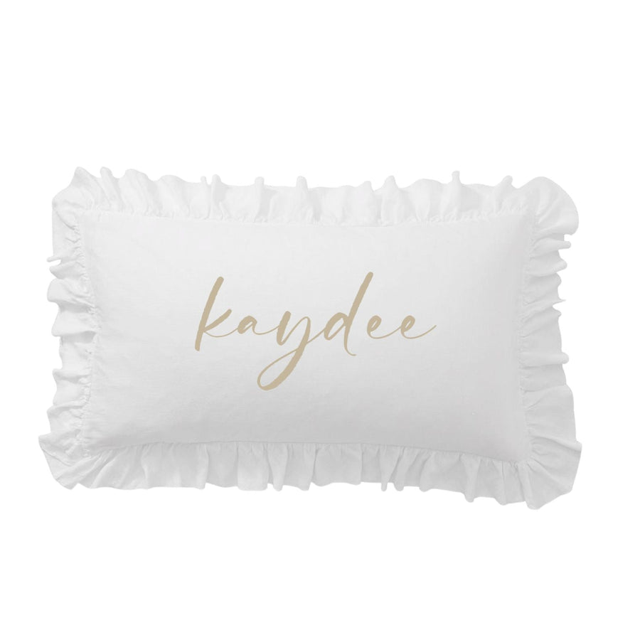 Sorority Script Nickname Scalloped Ruffle Pillow Cover