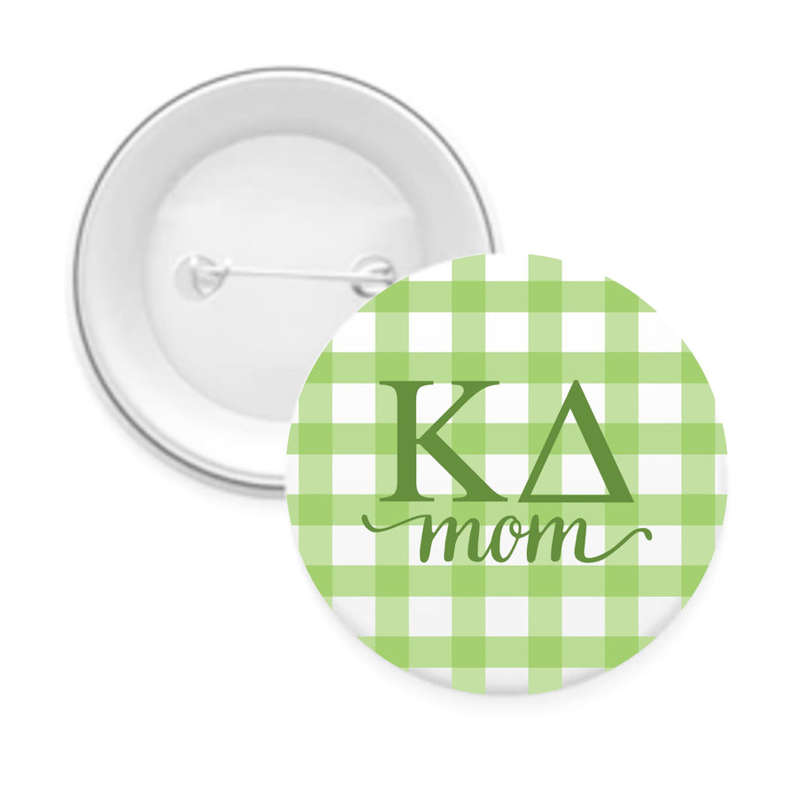 Sorority & Sorority Mom Greek Letter Gingham Buttons