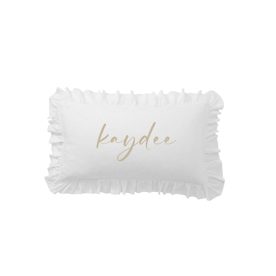 Sorority Script Nickname Scalloped Ruffle Pillow Cover