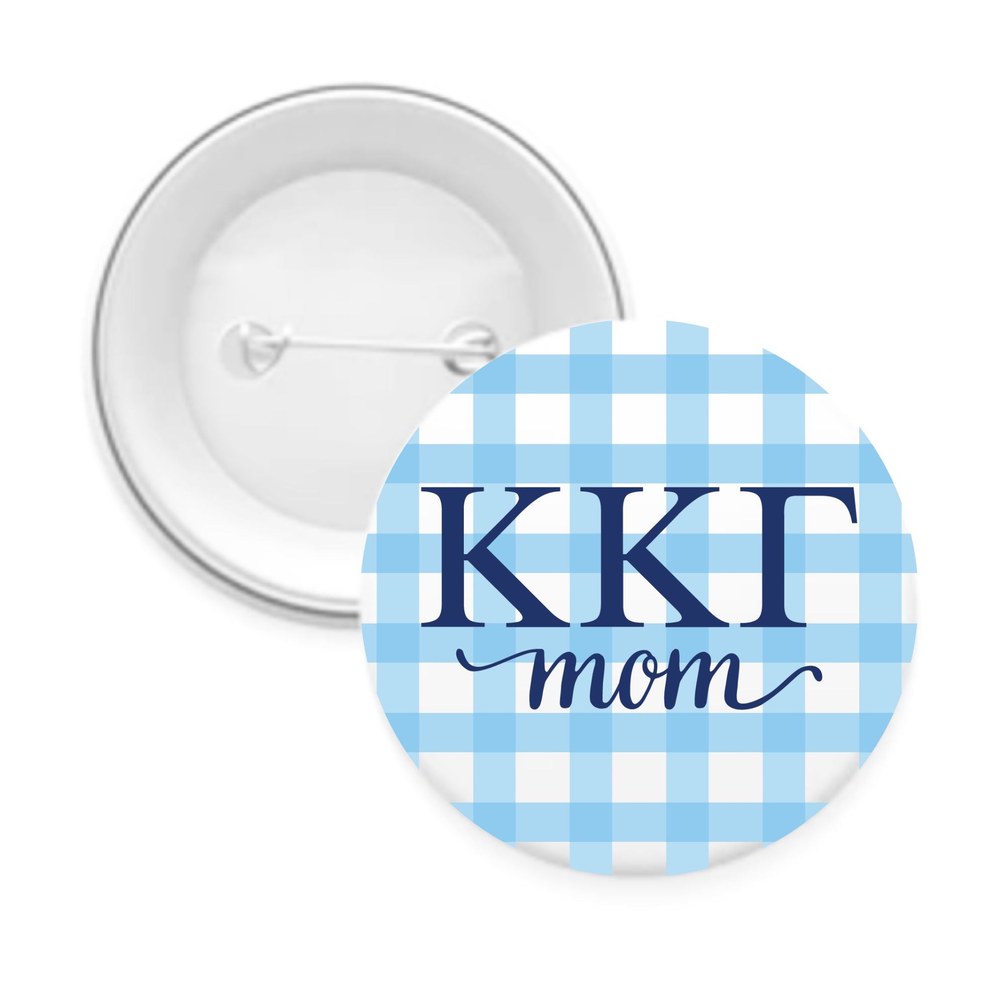 Kappa Kappa Gamma & Sorority Mom Greek Letter Gingham Buttons