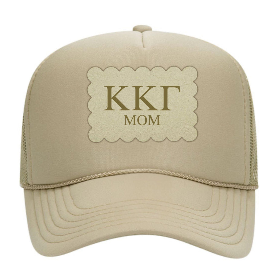 Kappa Kappa Gamma Mom Hats with Scalloped Faux Suede Patch