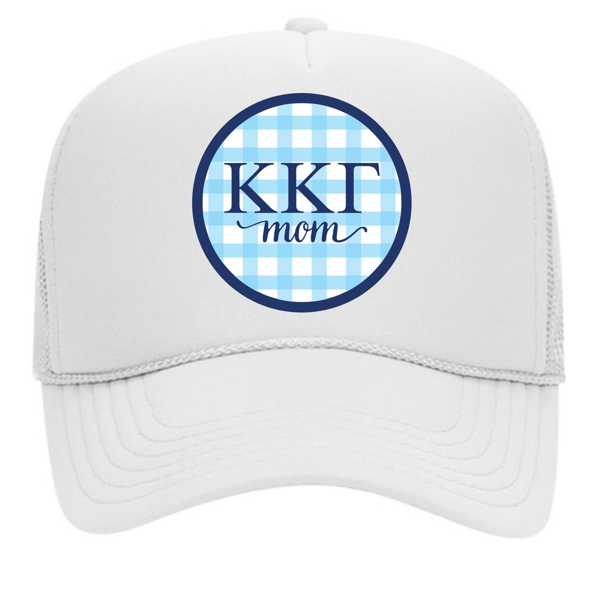 Kappa Kappa Gamma & Sorority Mom Greek Letter Hats with Gingham Design in Sorority Colors
