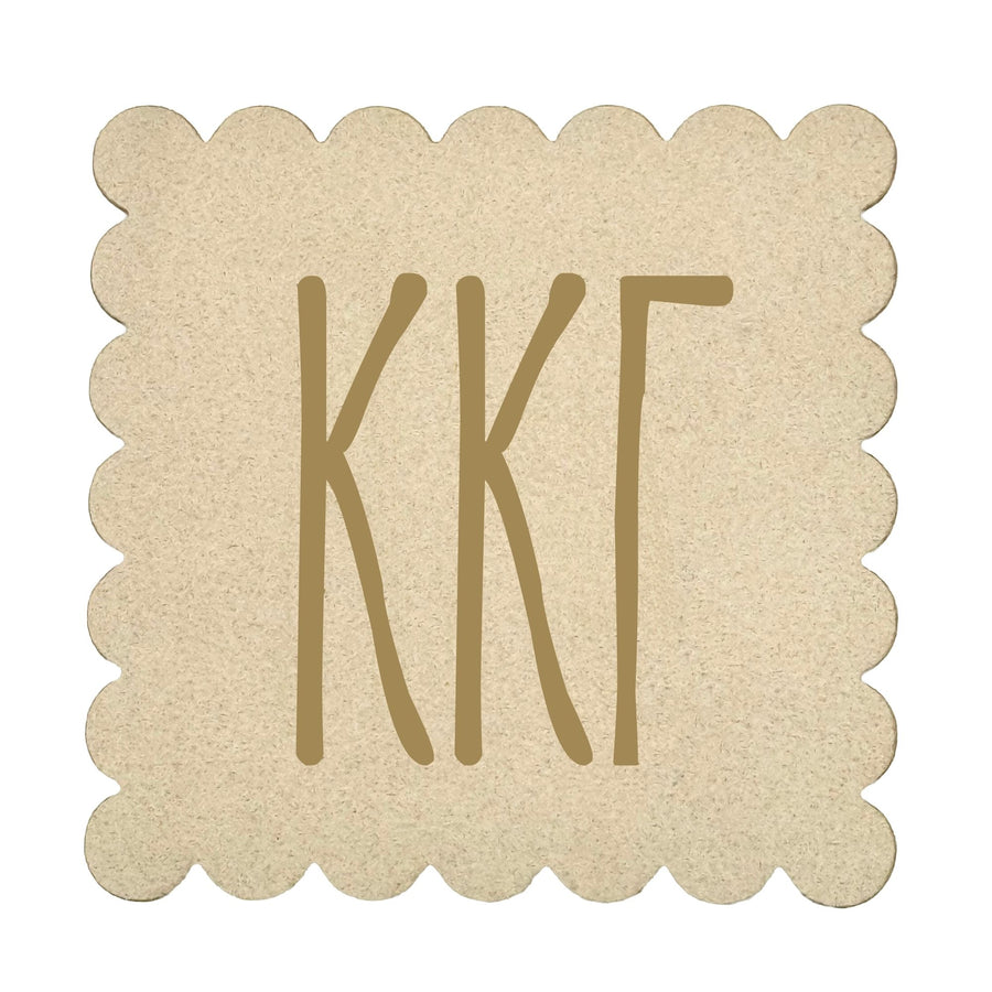 Kappa Kappa Gamma Sorority Scalloped Faux Suede Coasters