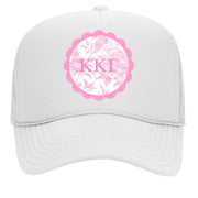 Alpha Epsilon Phi Sorority Greek Letter Hats with Scalloped Peony Design