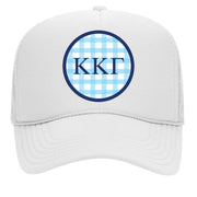 Kappa Kappa Gamma & Sorority Mom Greek Letter Hats with Gingham Design in Sorority Colors