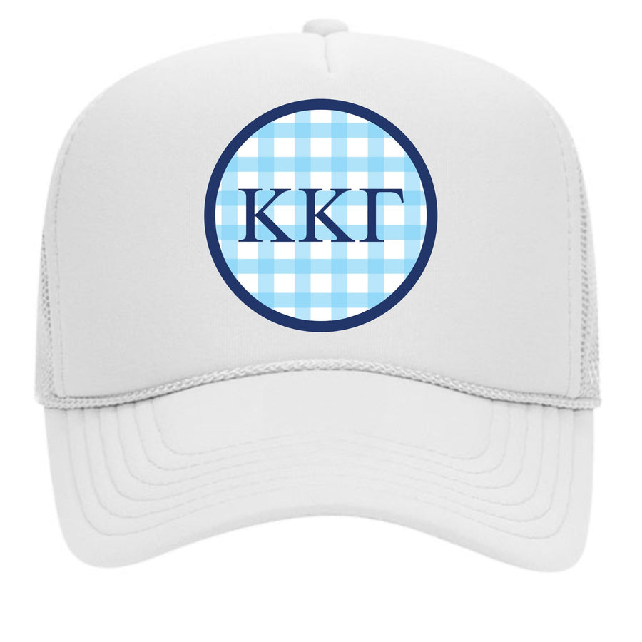 Kappa Kappa Gamma & Sorority Mom Greek Letter Hats with Gingham Design in Sorority Colors