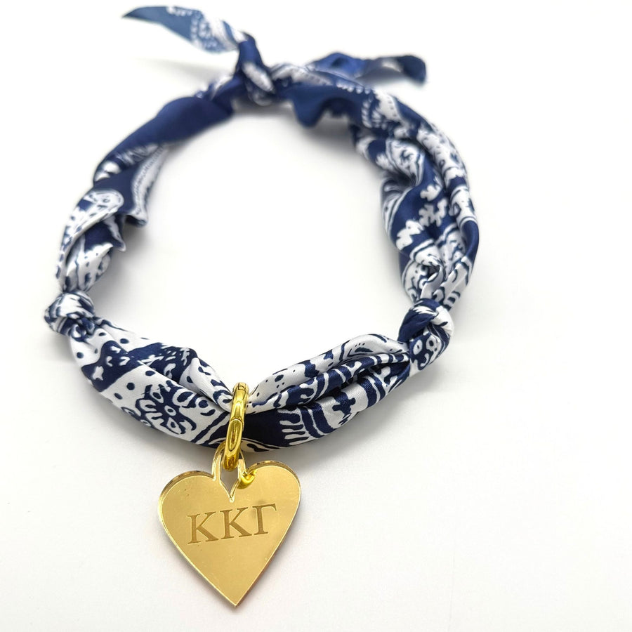 Kappa Kappa Gamma - Scarf Necklace with Engraved Heart Charm