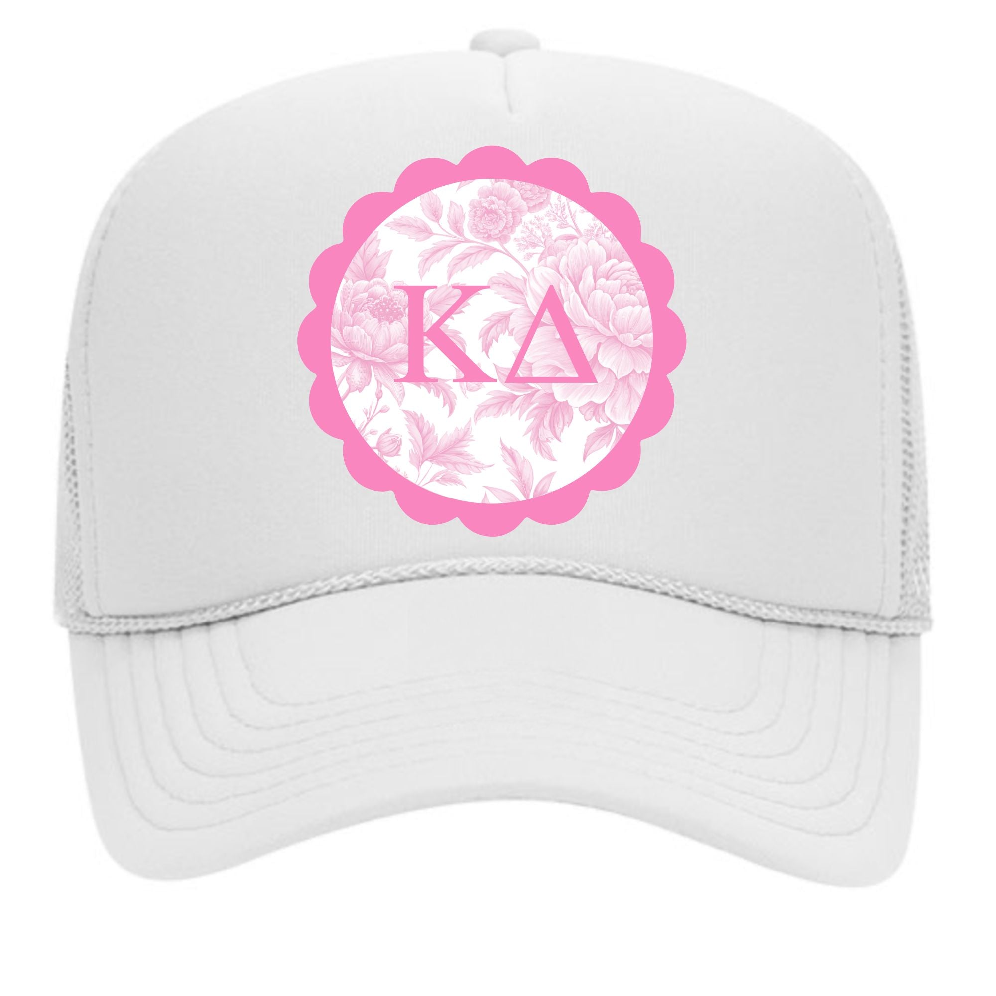 Alpha Chi Omega Sorority Greek letter scalloped peony hat