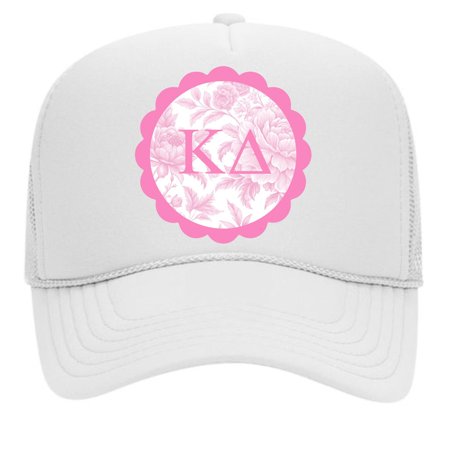 Alpha Chi Omega Sorority Greek letter scalloped peony hat