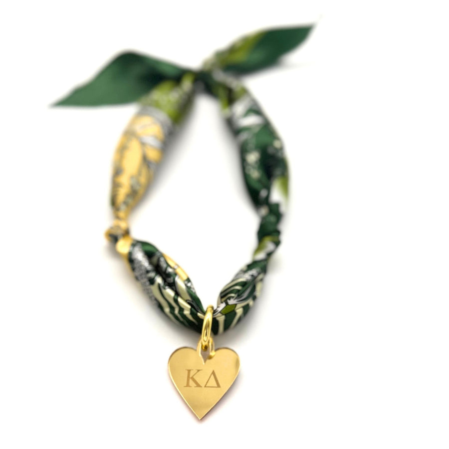 Sorority Scarf Necklace with Engraved Heart Charm