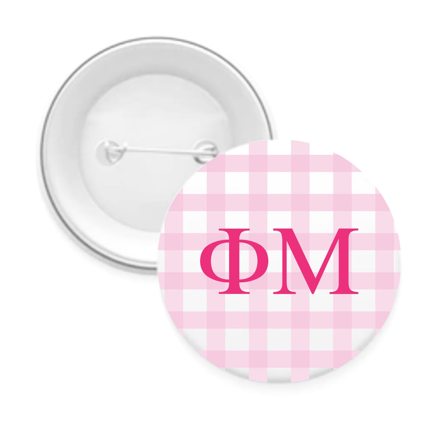 Sorority & Sorority Mom Greek Letter Gingham Buttons
