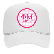 Sorority & Sorority Mom Greek Letter Hats with Gingham Design in Sorority Colors