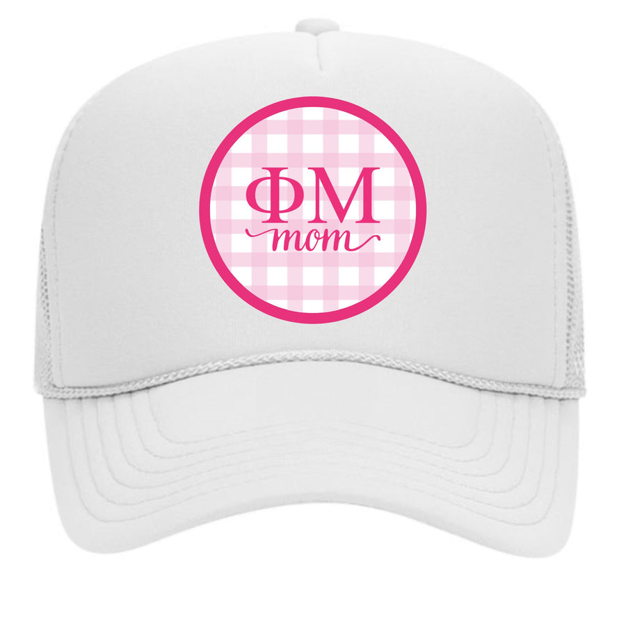 Sorority & Sorority Mom Greek Letter Hats with Gingham Design in Sorority Colors