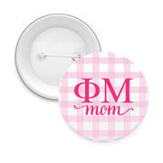 Sorority & Sorority Mom Greek Letter Gingham Buttons