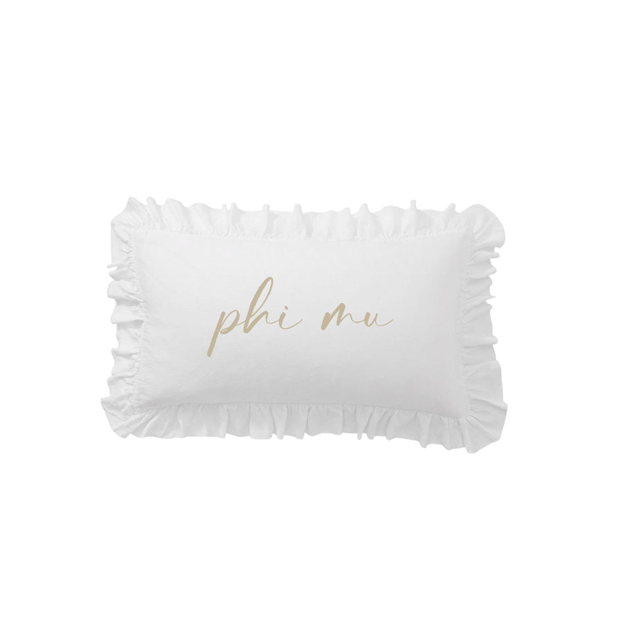 Sorority Script Nickname Scalloped Ruffle Pillow Cover
