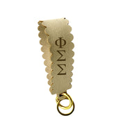 Alpha Epsilon Phi faux suede wristlet keychain in Pink