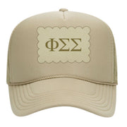 Sorority Trucker Hats with Scalloped Faux Suede Patch