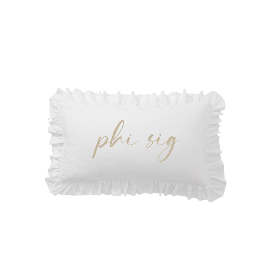 Sorority Script Nickname Scalloped Ruffle Pillow Cover