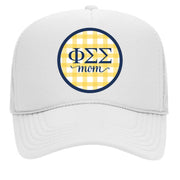 Sorority & Sorority Mom Greek Letter Hats with Gingham Design in Sorority Colors