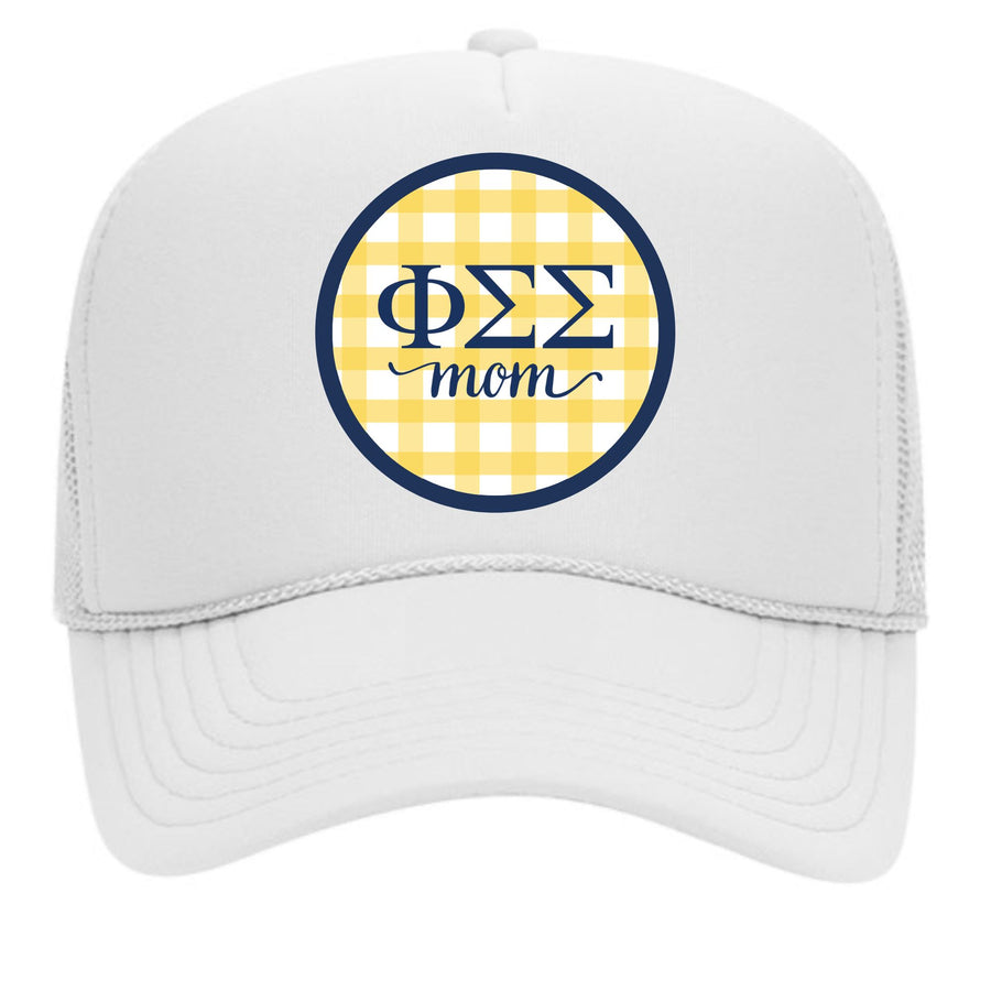 Sorority & Sorority Mom Greek Letter Hats with Gingham Design in Sorority Colors