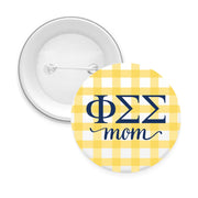 Sorority & Sorority Mom Greek Letter Gingham Buttons